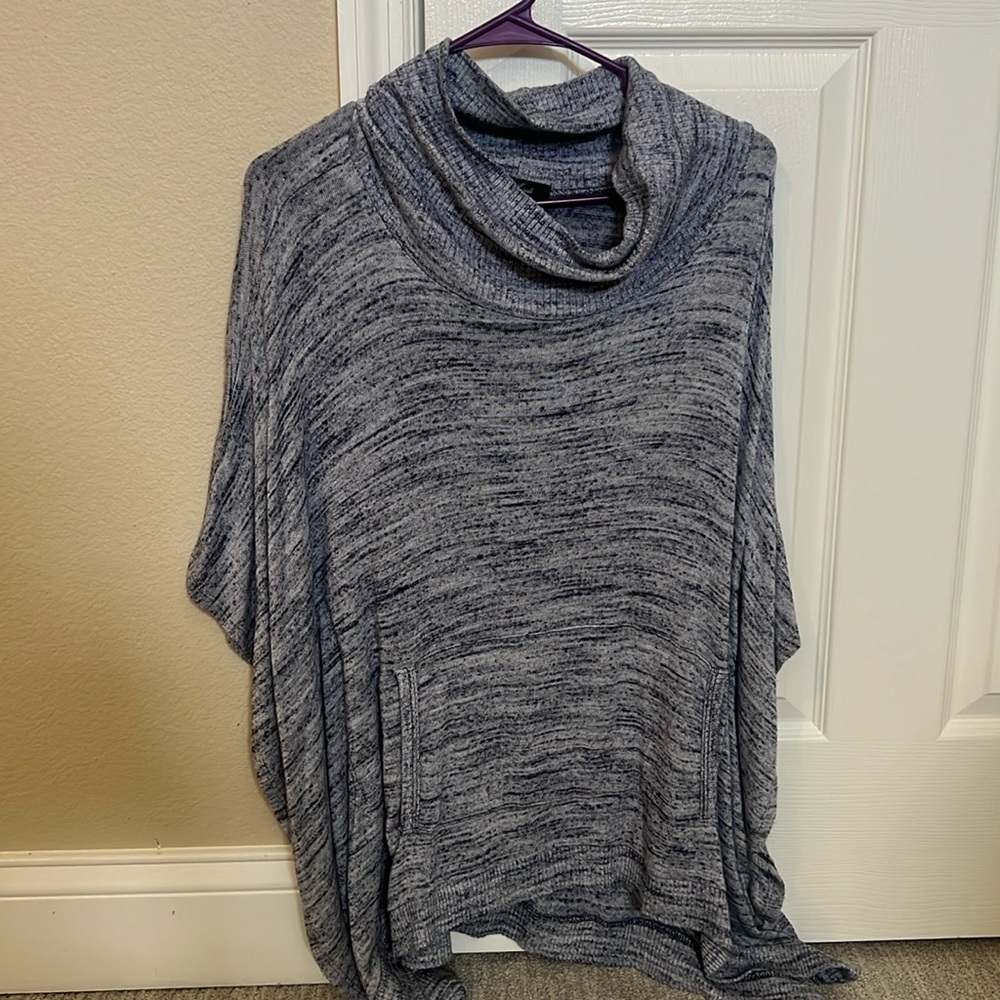 Heather blue sweater peasant top